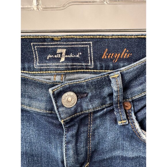 7 For All Mankind Kaylie Jeans Flared Leg Mid-Rise Denim Blue Womens Size 27 - Picture 8 of 16